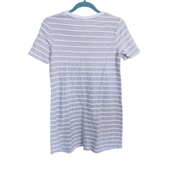 BCBGeneration Gray Scallop Striped Shirt Dress Sleeveless Small Preppy Academia - Picture 3 of 5